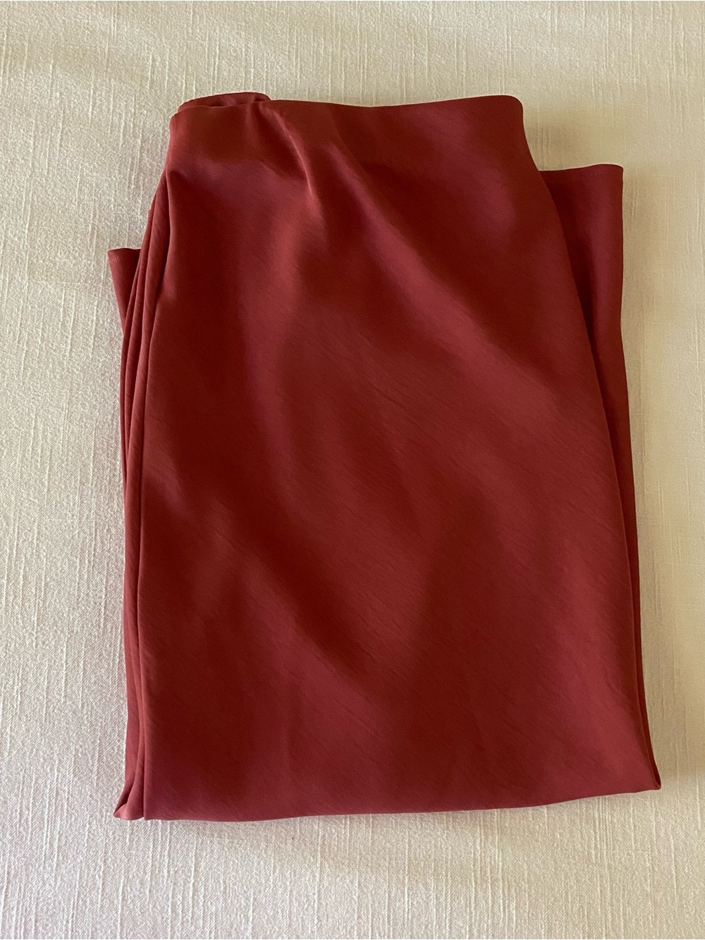 A New Day Deep Mauve Red Satin Midi Skirt